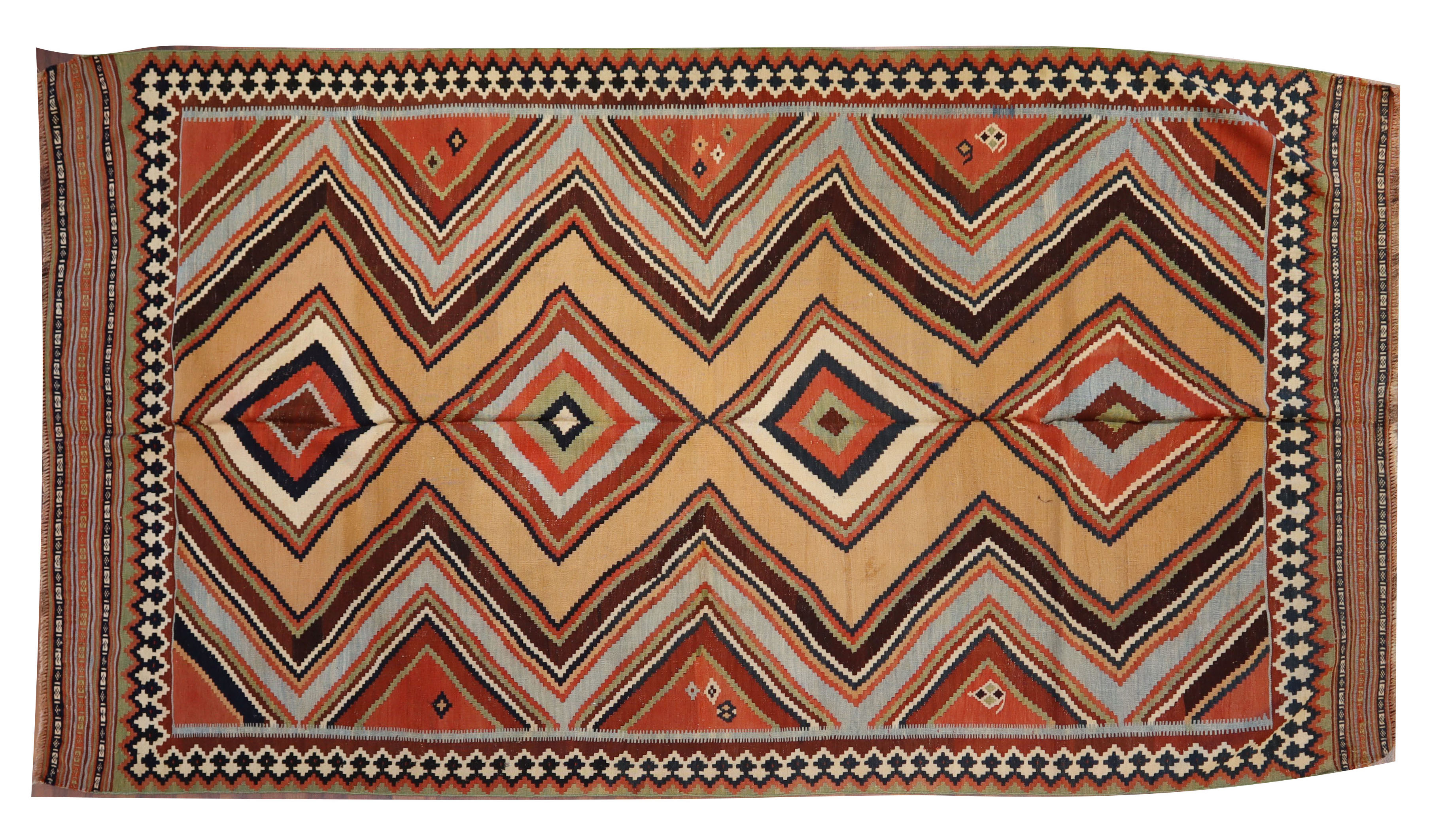 Qashqai Kilim rug, 5'8" x 10'3", from Iran