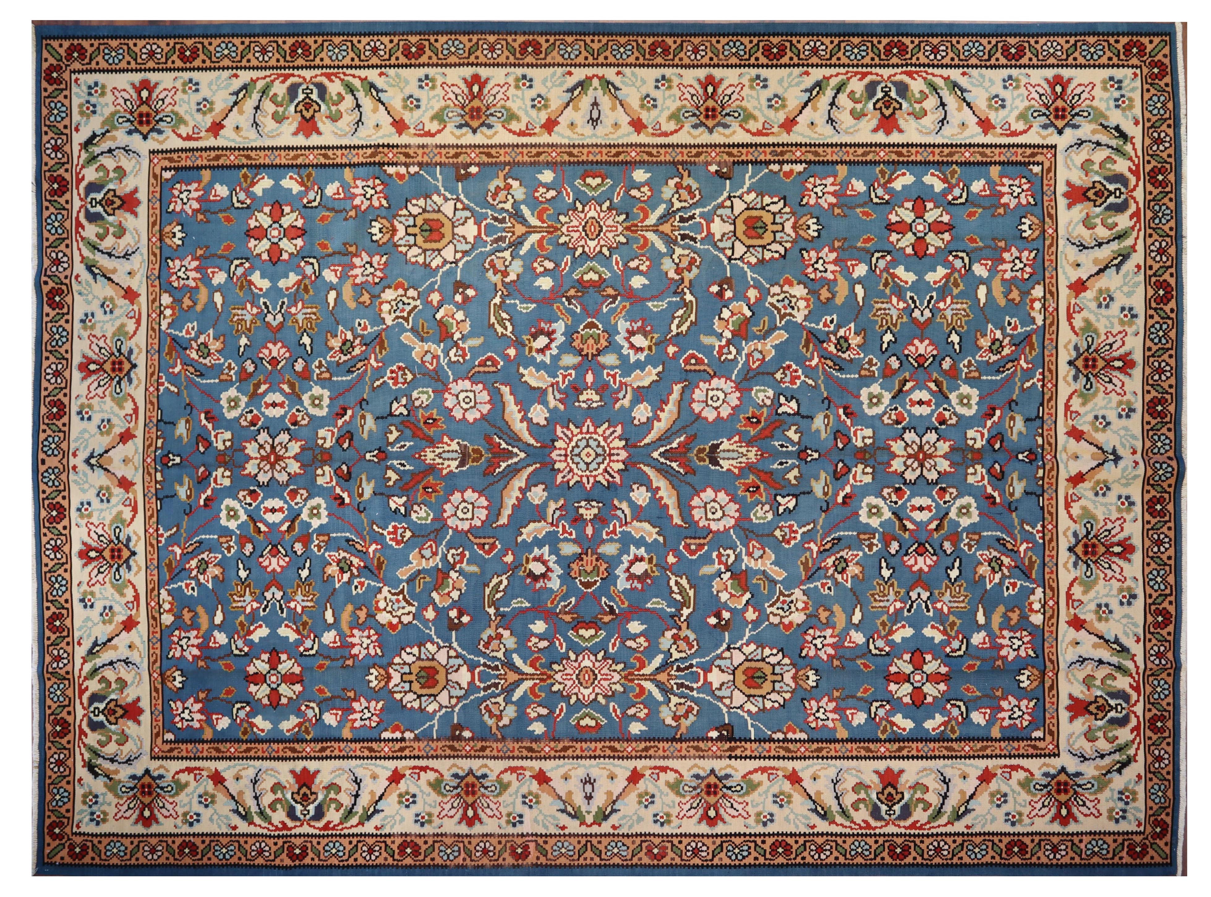 Floral Kilim rug, 8'4" x 11'0", from Balkan
